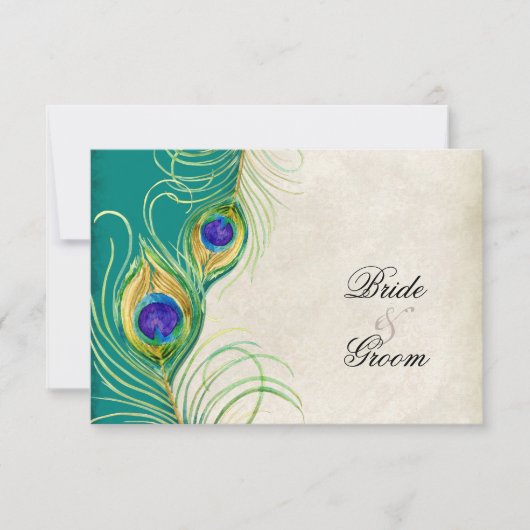 Cartes de réponse RSVP Peacock Feathers (Devant)