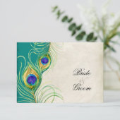 Cartes de réponse RSVP Peacock Feathers (Debout devant)
