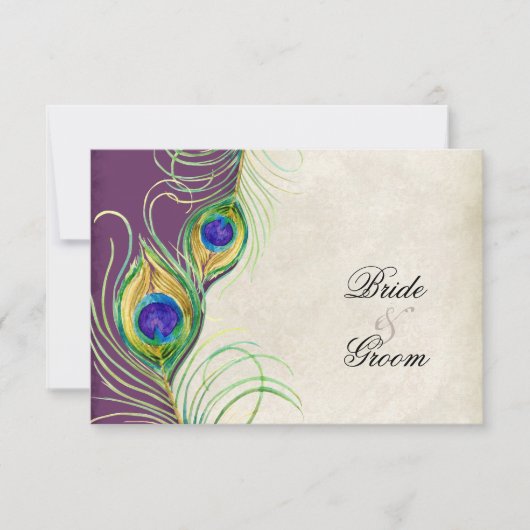 Cartes de réponse RSVP Peacock Feathers (Devant)