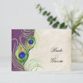 Cartes de réponse RSVP Peacock Feathers (Debout devant)