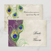 Cartes de réponse RSVP Peacock Feathers (Devant / Derrière)