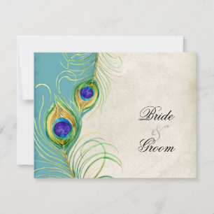 Cartes de réponse RSVP Peacock Feathers