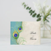 Cartes de réponse RSVP Peacock Feathers (Debout devant)
