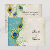 Cartes de réponse RSVP Peacock Feathers (Devant / Derrière)