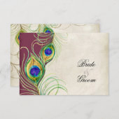 Cartes de réponse RSVP Peacock Feathers (Devant / Derrière)