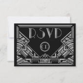 Cartes de réponse RSVP pour mariage de style Gatsb (Devant)