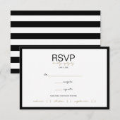 Cartes de réponse RSVP pour mariage en bande noire (Devant / Derrière)