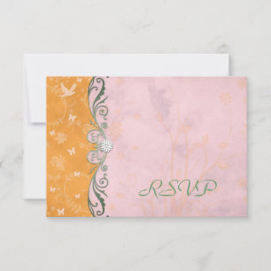 Cartes de réponse RSVP pour mariage floral orange