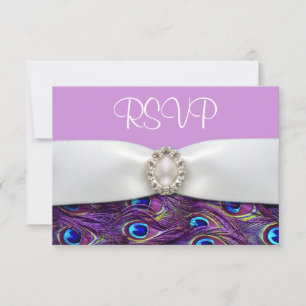 Cartes de réponse RSVP pour mariage Paon Violet