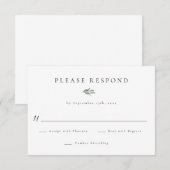 Cartes de réponse RSVP pour mariage vert simple (Devant / Derrière)