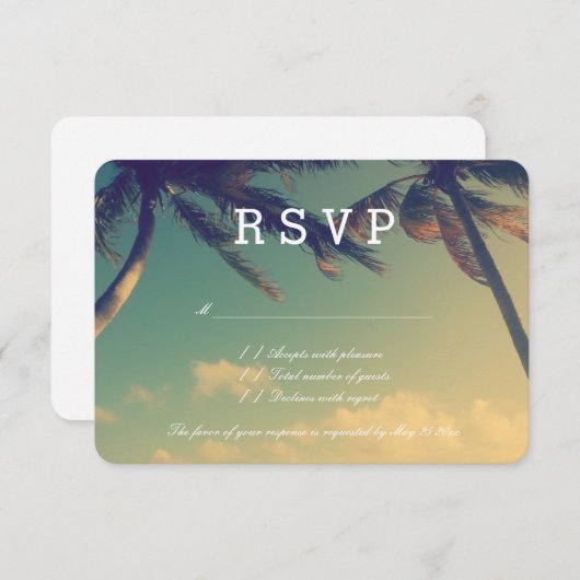 Cartes de réponse RSVP pour Palm beach (Devant / Derrière)