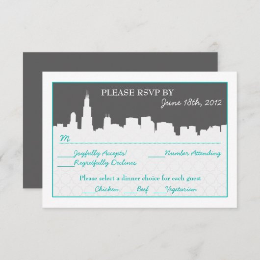 Cartes de réponse RSVP pour paysage urbain moderne (Devant / Derrière)