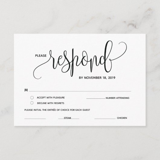 Cartes de réponse RSVP, réponse, réponse incluse (Devant)
