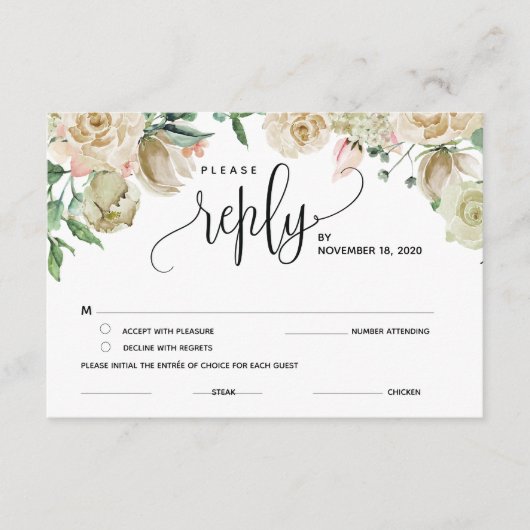 Cartes de réponse RSVP, réponse, réponse incluse (Devant)