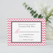 Cartes de réponse RSVP rose et blanc Chevron (Debout devant)