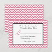 Cartes de réponse RSVP rose et blanc Chevron (Devant / Derrière)