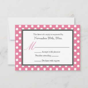 Cartes de réponse RSVP rose et blanc Poka Dot