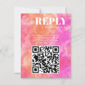 Cartes de réponse RSVP rose et orange pour QR Code (Devant)