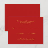 Cartes de réponse RSVP rouge et or (Devant / Derrière)