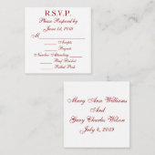 Cartes de réponse RSVP Rouge foncé et Blanc (Devant / Derrière)