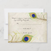 Cartes de réponse RSVP Royal Blue Peacock (Dos)