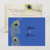 Cartes de réponse RSVP Royal Blue Peacock (Devant / Derrière)