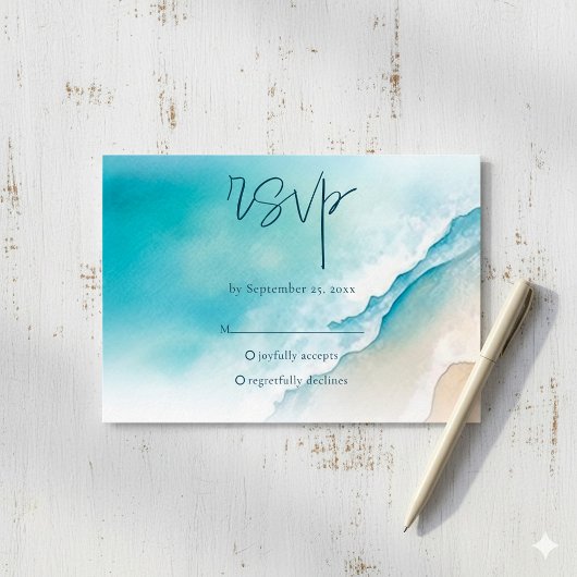 Cartes de réponse RSVP Serene Blue Ocean Beach