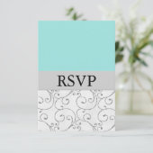 Cartes de réponse RSVP Silver Light Blue Wedding (Debout devant)