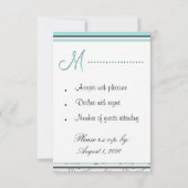 Cartes de réponse RSVP Silver Light Blue Wedding (Dos)