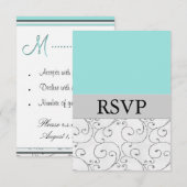 Cartes de réponse RSVP Silver Light Blue Wedding (Devant / Derrière)