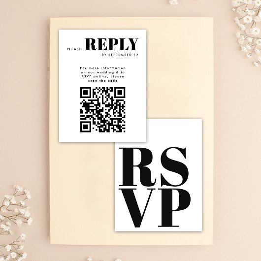 Cartes de réponse RSVP simples noir et blanc pour