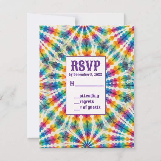 Cartes de réponse RSVP Tie Dye Psychedéliques (Devant)