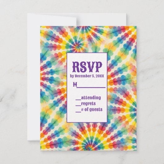 Cartes de réponse RSVP Tie Dye Psychedéliques (Devant)