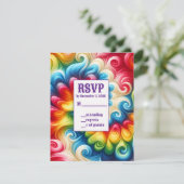 Cartes de réponse RSVP Tie Dye Psychedéliques (Debout devant)