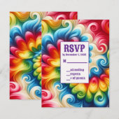 Cartes de réponse RSVP Tie Dye Psychedéliques (Devant / Derrière)