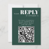 Cartes de réponse RSVP vert émeraude pour code QR (Devant)