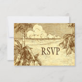Cartes de réponse rustiques avec gravure de plage (Devant)