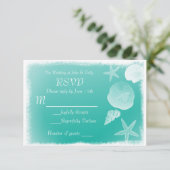 Cartes de réponse Sea Shells & Teal Green Beach (Debout devant)