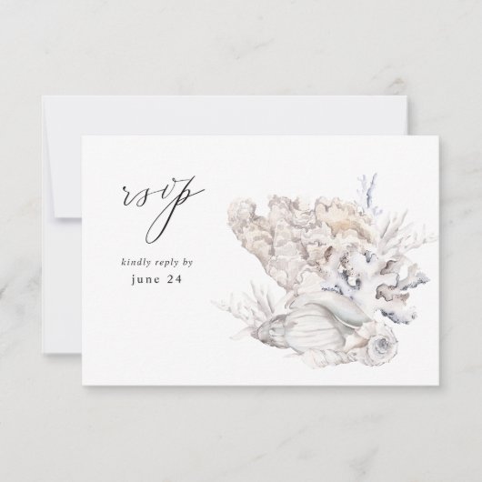 Cartes de réponse Seashells blanches avec repas 6 (Devant)