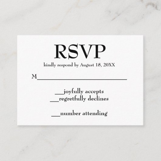 Cartes de réponse simples pour mariage (Devant)