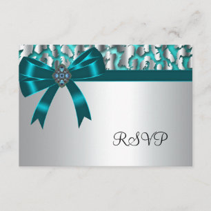 Cartes de réponse Teal Blue Leopard