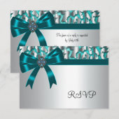 Cartes de réponse Teal Blue Leopard (Devant / Derrière)