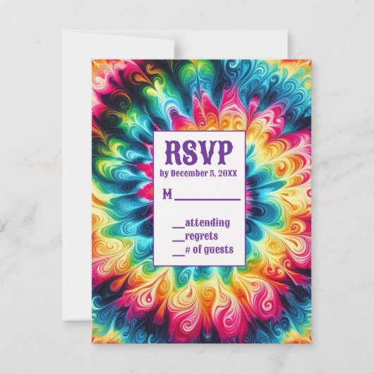 Cartes de réponse tie dye psychédéliques (Devant)
