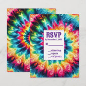 Cartes de réponse tie dye psychédéliques (Devant / Derrière)