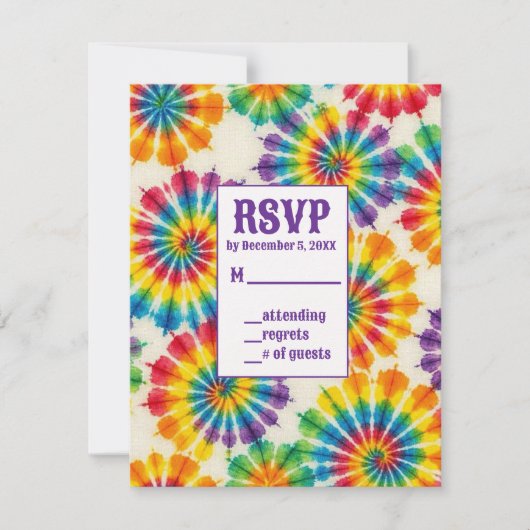 Cartes de réponse tie-dye psychédéliques (Devant)