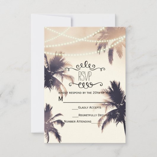 Cartes de réponse Tropical Palm Trees & Lights Cre (Devant)