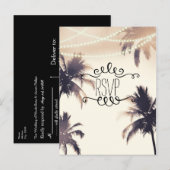 Cartes de réponse Tropical Palm Trees & Lights Cre (Devant / Derrière)