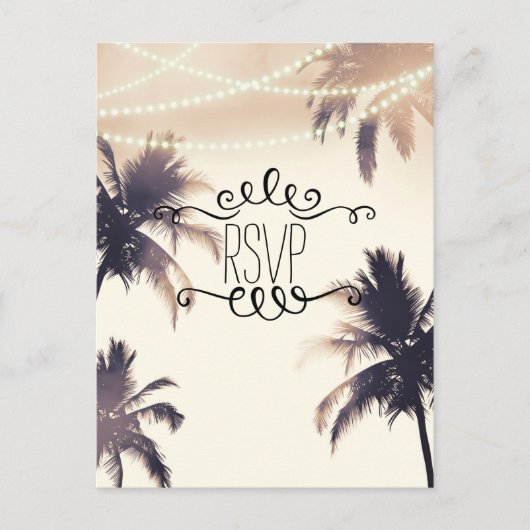Cartes de réponse Tropical Palm Trees & Lights Cre (Devant)