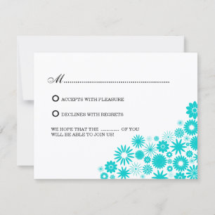 Cartes de réponse turquoise à fleurs jolies