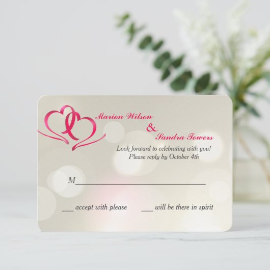 Cartes de réponse unifiées deux coeurs (Debout devant)